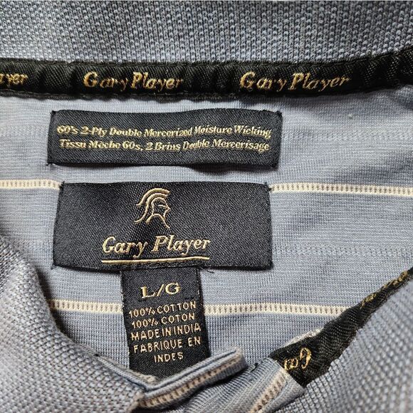 Gary Player Grey Striped Short Sleeve Golf Polo Shirt Sz Large - Picture 4 of 10